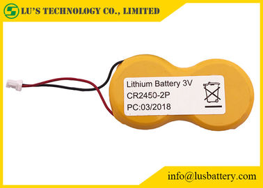 2Pcr2045 batería 1200mah cr2450 de la batería de litio del botón de la pila 3v con los alambres y el conector