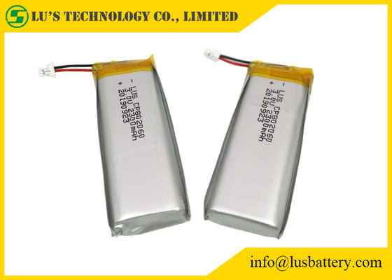 batería de litio flexible disponible de 3.0V 2300mAh CP802060 con el conector de los alambres
