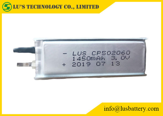 Batería de litio primaria ultra fina de la célula Limno2 de Cp502060 3.0V 1450mAh