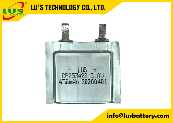 Batería primaria flexible CP253428 del polímero de 450mah LiMnO2 para la etiqueta de la inyección