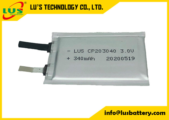 Batería prismática 3V 340mAh CP203040 del polímero de litio Limno2 para los aparatos médicos