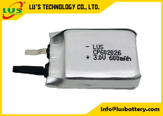 Batería de litio no recargable ultra fina de LiMnO2 3.0v CP602026 600mah para la etiqueta activa del RFID