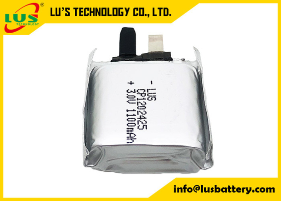 Célula ultra fina de la batería 3V 1100mah del manganeso del litio de la bolsa CP1202425 para el montaje del PWB