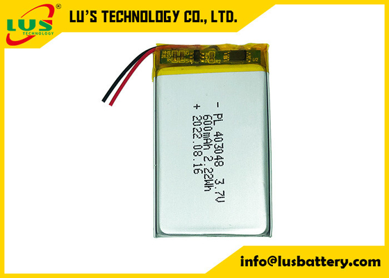 Batería de litio recargable de LP403048 3.7v 600mah Li Polymer flexible