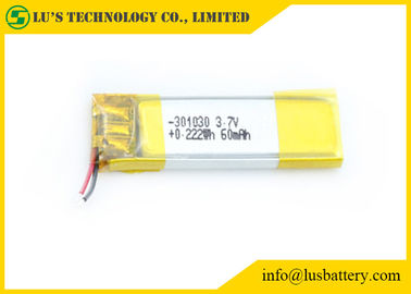 batería de ión de litio recargable de la batería LP301030 del polímero de litio de 3.7V 60mah pequeña para los productos de la electrónica