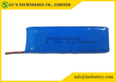 baterías planas prismáticas finas Limno2 de la batería de litio de 3.0v 2100mah CP802060