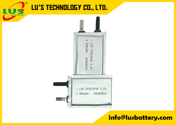 capa de los terminales de alambres de la batería CP203040 del polímero de litio de 3v 340mah RFID HRL