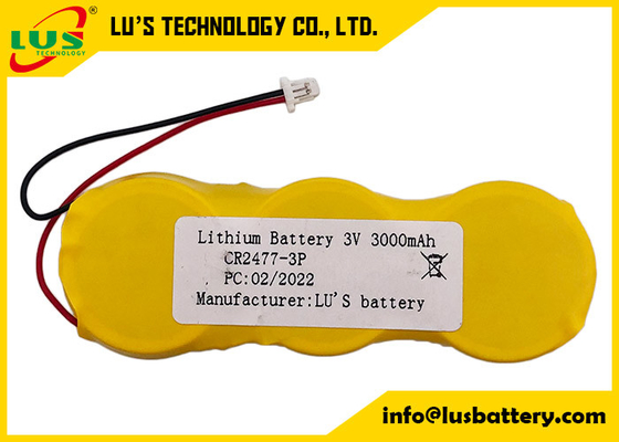 batería CR2477 3p del botón de la pila de 3v 3000mah paralelamente a los conectores de los alambres