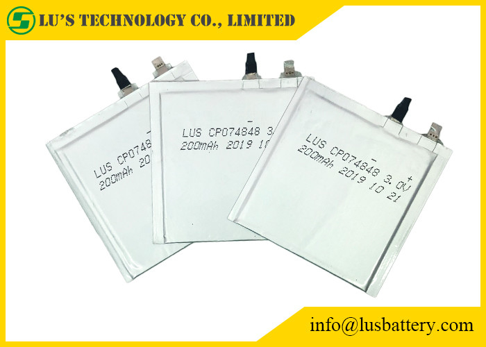 La célula CP074848 de la bolsa ultra enrarece la batería 200mah 3,0 voltios para el estante electrónico Lables