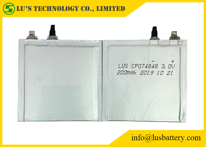 La célula CP074848 de la bolsa ultra enrarece la batería 200mah 3,0 voltios para el estante electrónico Lables
