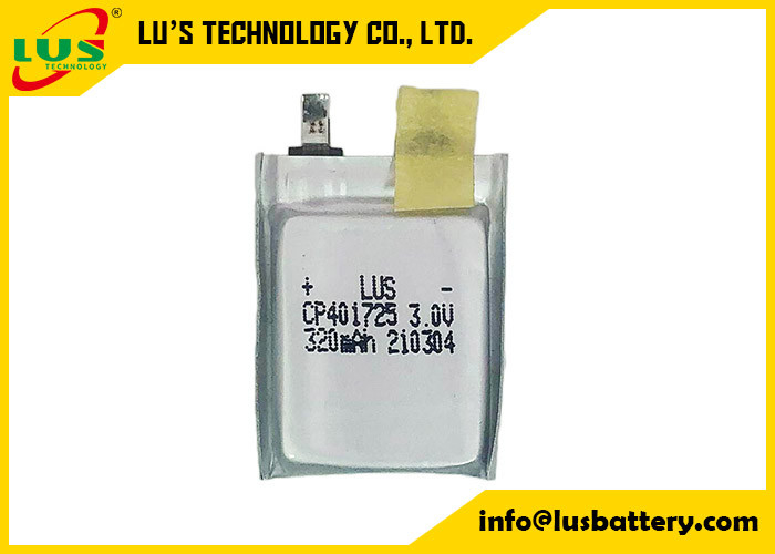 Batería del polímero de litio de la batería 3.0V CP401725 de la célula LiMnO2 de la bolsa de GPS para el montaje del PWB