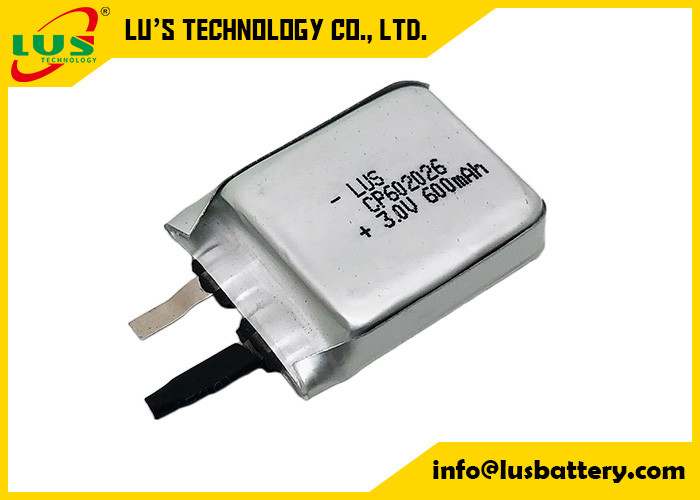Batería de litio no recargable ultra fina de LiMnO2 3.0v CP602026 600mah para la etiqueta activa del RFID