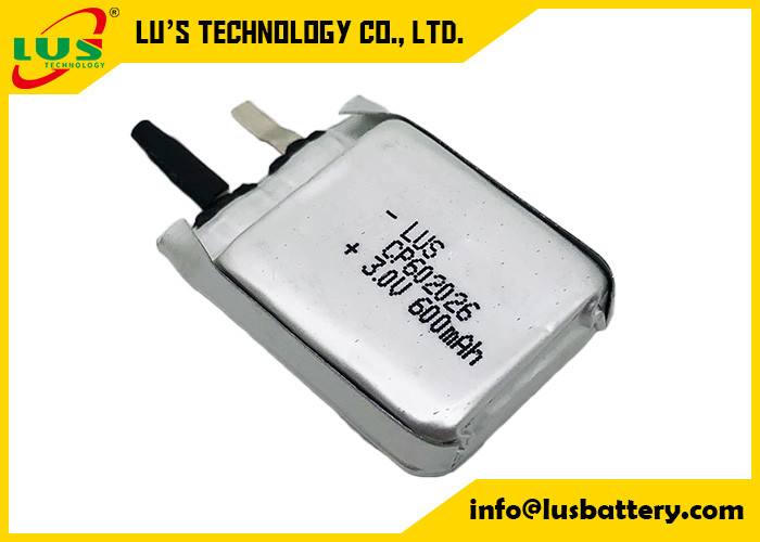 Batería de litio no recargable ultra fina de LiMnO2 3.0v CP602026 600mah para la etiqueta activa del RFID