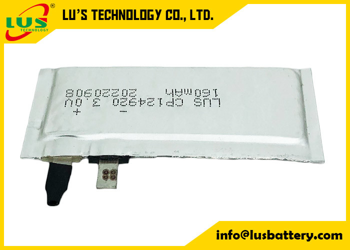 Casco de seguridad flexible de la batería de litio de CP124920 LiMnO2 3V 160 Mah Super Thin Cell For