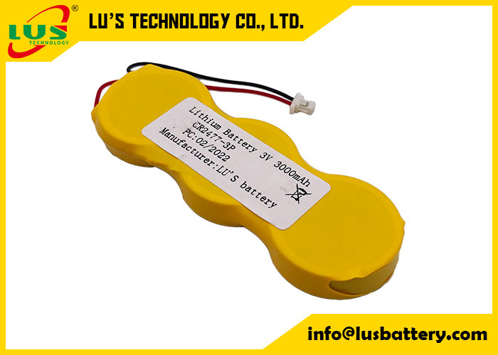 Batería de voltio 3000mah de la batería de litio de la moneda de CR2477-3P 3,0 con los terminales modificados para requisitos particulares