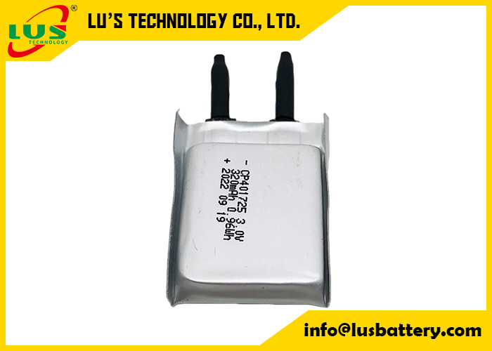 3.0V la batería flexible fina CP401725 320mah ultra adelgaza Batteires para las tarjetas inteligentes