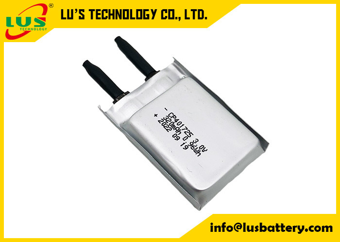 3.0V la batería flexible fina CP401725 320mah ultra adelgaza Batteires para las tarjetas inteligentes