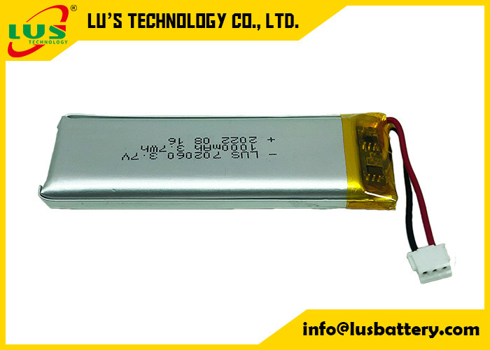 LP702060 Li Ion Polymer Rechargeable Battery 3.7V 1 ah con el PCM para el diseño elegante