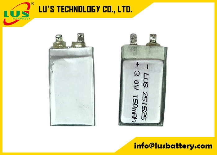 Alta Rate Battery 3.0v 150mah Limno2 seguridad del PTC de la célula de la bolsa de CP251525 para los usos de la tarjeta