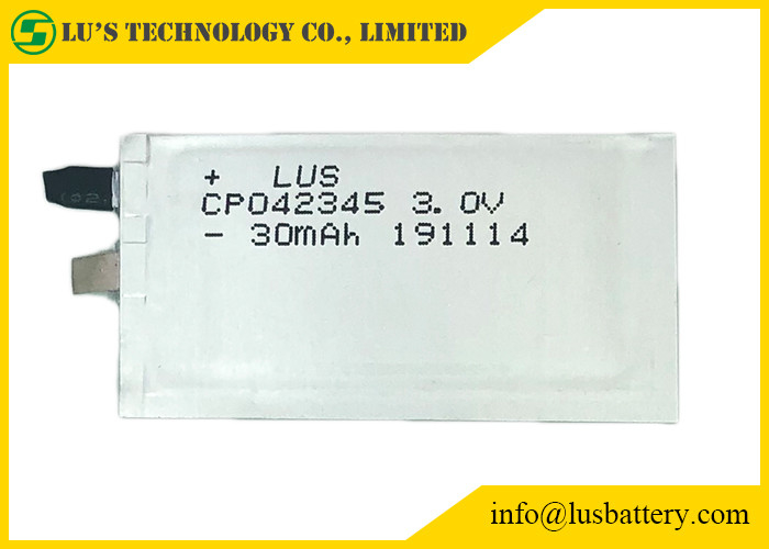 Célula ultra fina CP042345 de la batería del RFID para la batería de las baterías de litio de las tarjetas inteligentes 3.0v 35mah limno2