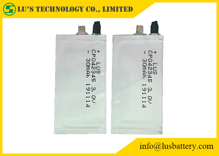 Célula ultra fina CP042345 de la batería del RFID para la batería de las baterías de litio de las tarjetas inteligentes 3.0v 35mah limno2