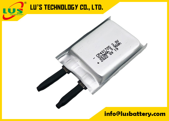 CP401825 Batería de polímero 3.0V 320mah Li MnO2 Baterías de película ultra delgada CP401725 Batería plana para rastreador