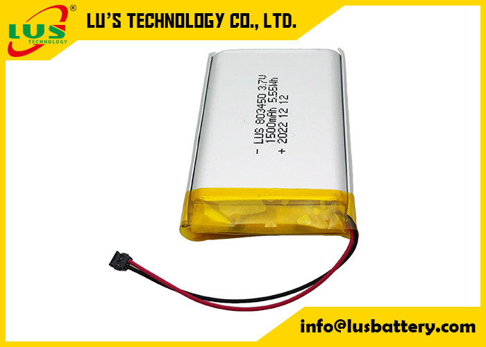 Batería de litio de polímero 1500mAh 5.55Wh LP803450 1500mAh 3.7V Batería recargable de litio de polímero LP803450