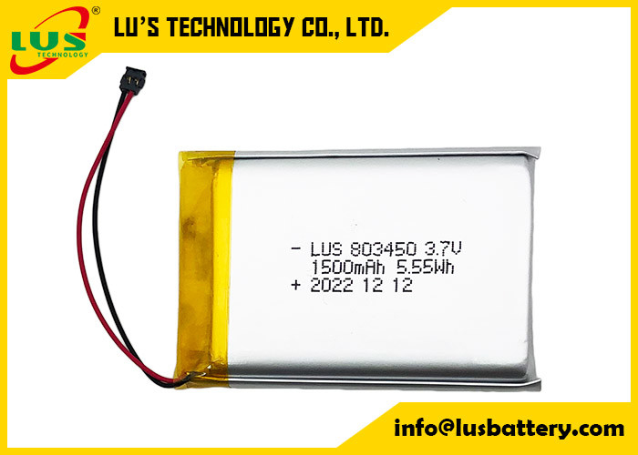 Batería de litio de polímero 1500mAh 5.55Wh LP803450 1500mAh 3.7V Batería recargable de litio de polímero LP803450