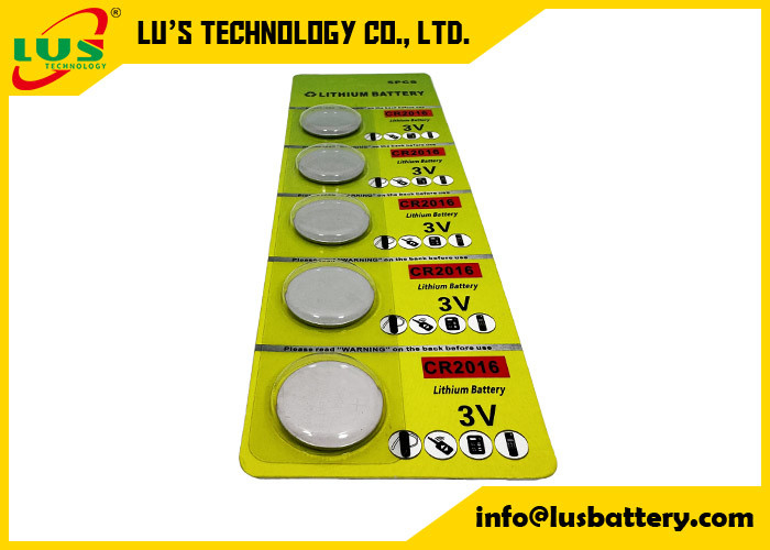 Celular de botón de litio CR2016 Suministros 3V Batería de celdas de monedas de litio CR2016 5 Pcs Blistcard Pack