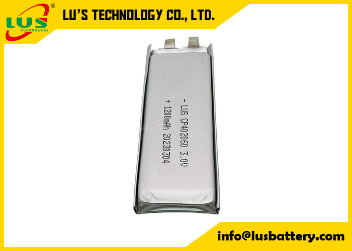 Batería limno2 flexible delgada CP402060 de 3,0 voltios 1200mah para baterías CMOS de litio no recargables de 3 V