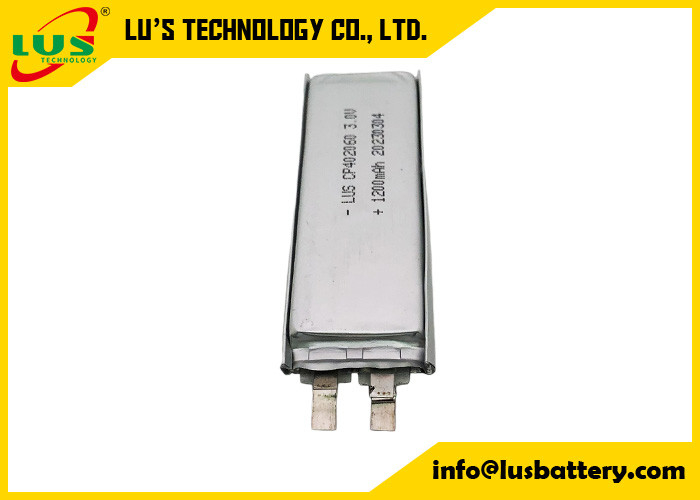 Batería limno2 flexible delgada CP402060 de 3,0 voltios 1200mah para baterías CMOS de litio no recargables de 3 V