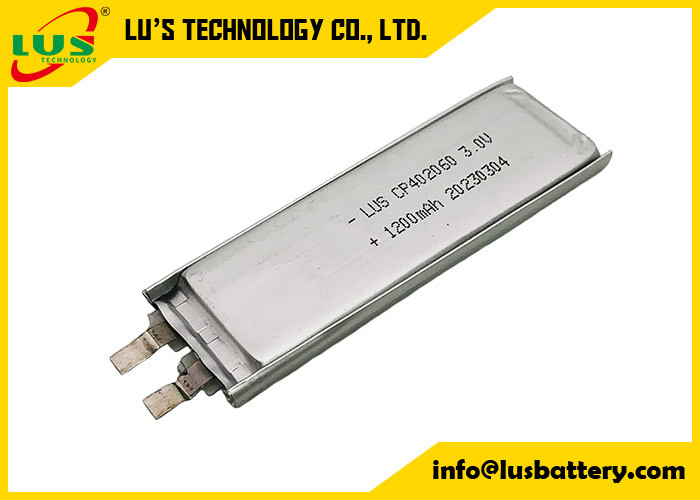 Batería limno2 flexible delgada CP402060 de 3,0 voltios 1200mah para baterías CMOS de litio no recargables de 3 V