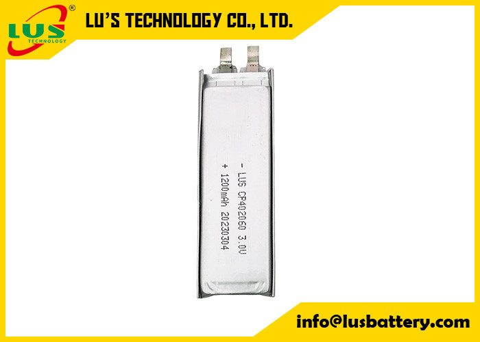 Batería limno2 flexible delgada CP402060 de 3,0 voltios 1200mah para baterías CMOS de litio no recargables de 3 V