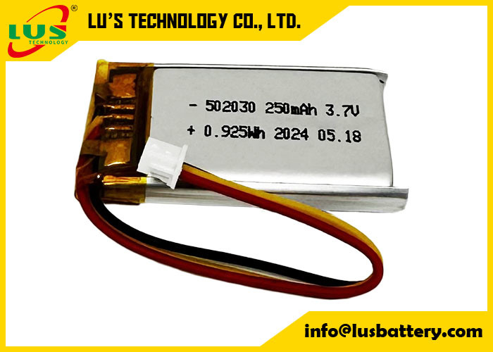 3Batería recargable de.7v 502030 Batería de Li Polymer LP502030 3.7V 250mAh célula recargable fina