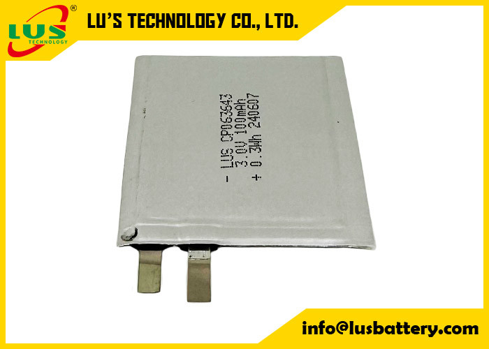 CP063643 3,0 voltios 100mAh Batería de litio pequeña 3V CP063643 Batería ultradelgada para IOT/RFID