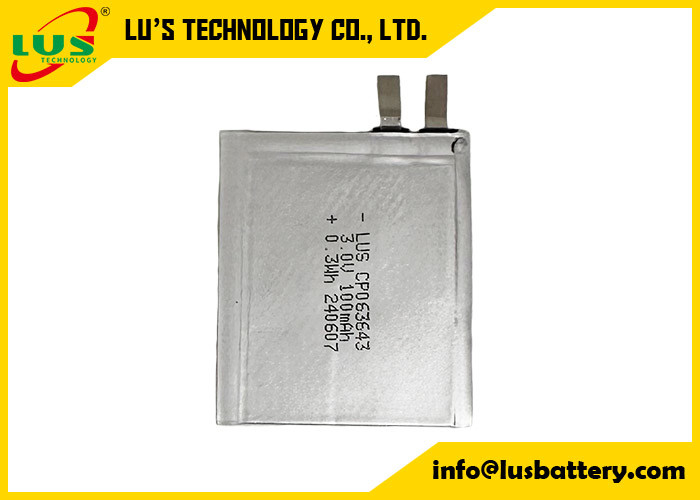 CP063643 3,0 voltios 100mAh Batería de litio pequeña 3V CP063643 Batería ultradelgada para IOT/RFID