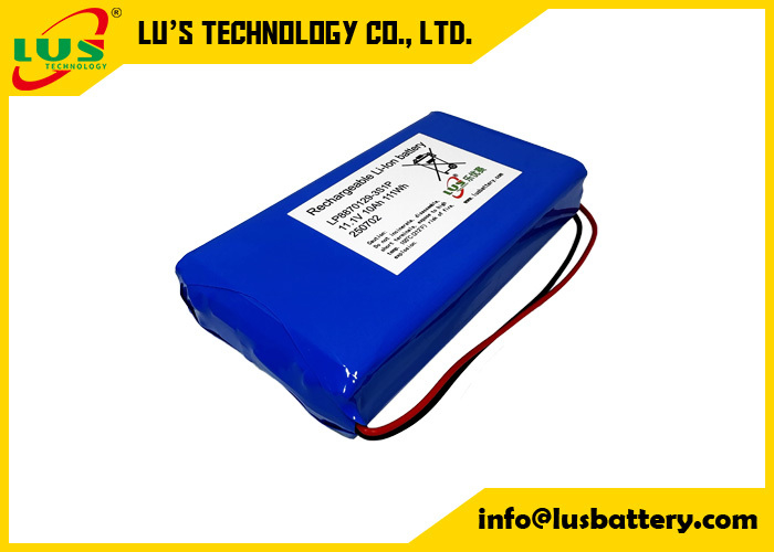 Batería de polímero de litio de 3,7 V 10000 mAh LP8870129 personalizada, paquete de baterías lipo 3S1P de 11,1 voltios 10 Ah