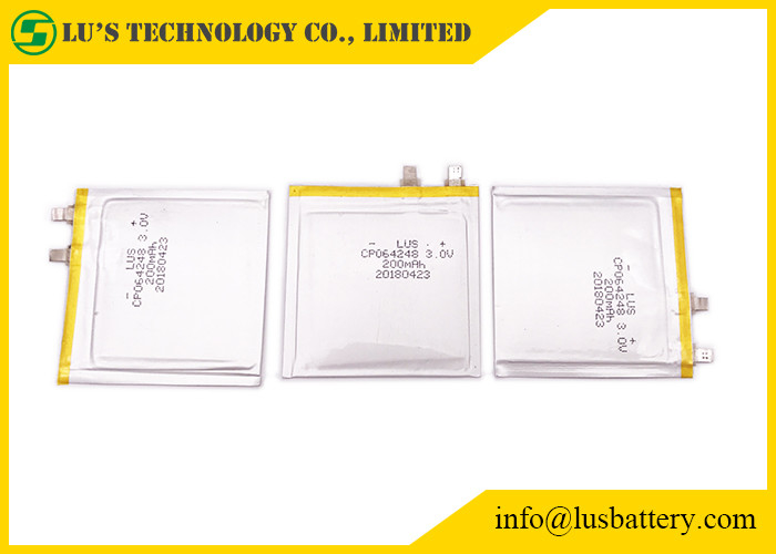 Batería de litio ultra fina del RFID etc 200mah 3.0v CP064248 para las etiquetas