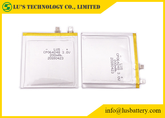 Batería de litio ultra fina del RFID etc 200mah 3.0v CP064248 para las etiquetas