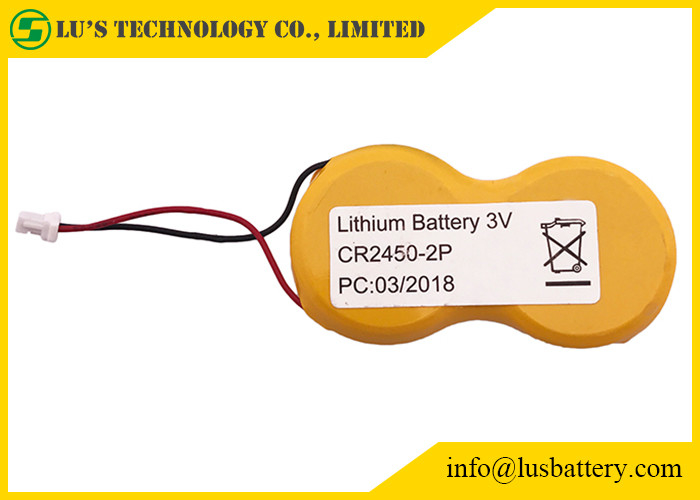 terminales del botón de la pila CR2450 CR2450-2P JST del litio de 3V 1200mah para las etiquetas