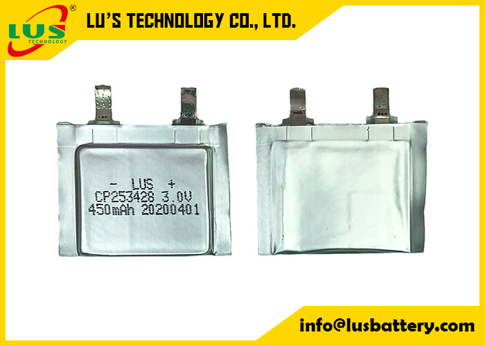 Batería primaria flexible CP253428 del polímero de 450mah LiMnO2 para la etiqueta de la inyección