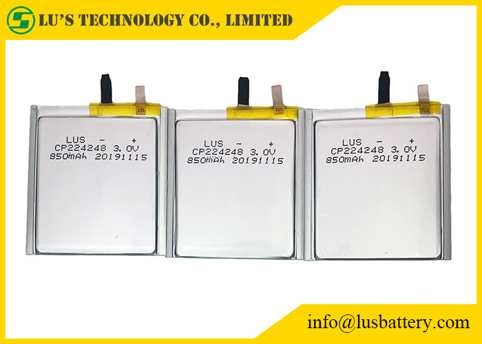 batería fina LimnO2 CP224248 de la célula de 3.0v 850mah para las etiquetas de Bluetooth