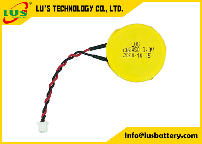 PWB SMT de los alambres CR2450-1P de la batería 65m m de 3v 600mah Limno2 con el conector 2P