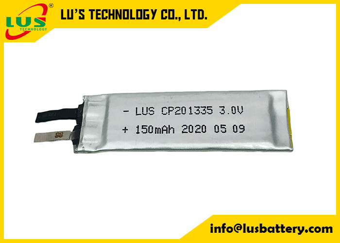 Batería de litio flexible de encargo de los terminales 3.0V 150mAh LiMnO2 CP201335 para las etiquetas