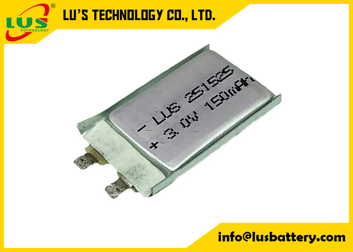 Batería plana CP251525 3.0v 150mah Li Po Ultra Thin Battery del dióxido del manganeso del litio