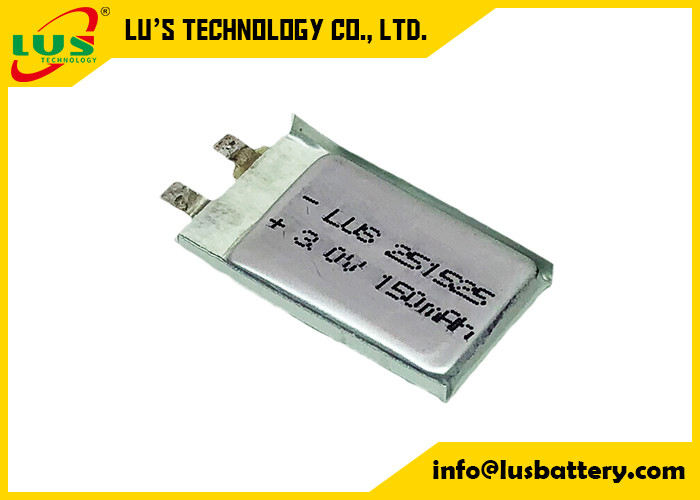 Batería plana CP251525 3.0v 150mah Li Po Ultra Thin Battery del dióxido del manganeso del litio