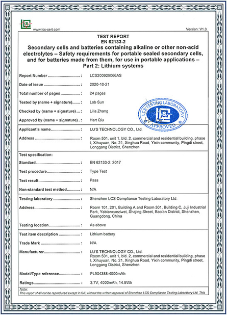 China Lu’s Technology Co., Limited Certificaciones